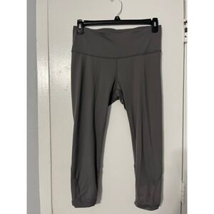 Active Life Smoke Grey‎ Cropped Leggings Lattice Strappy Back Yoga Pants LG